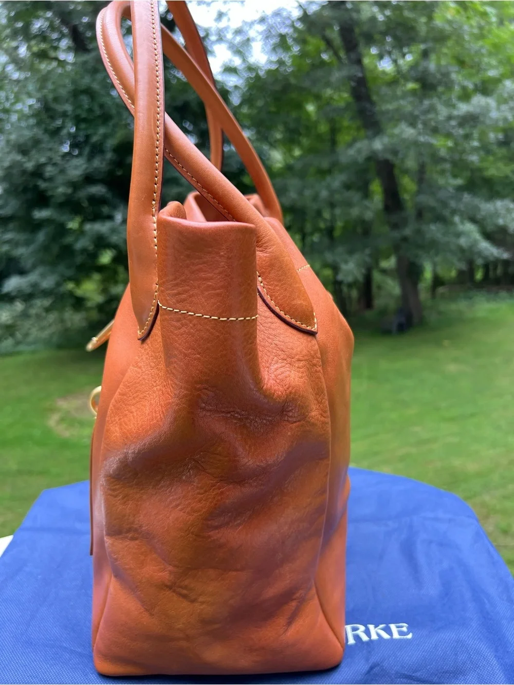 DOONEY AND BOURKE FLORENTINE LEATHER LOGO LOCK TOTE